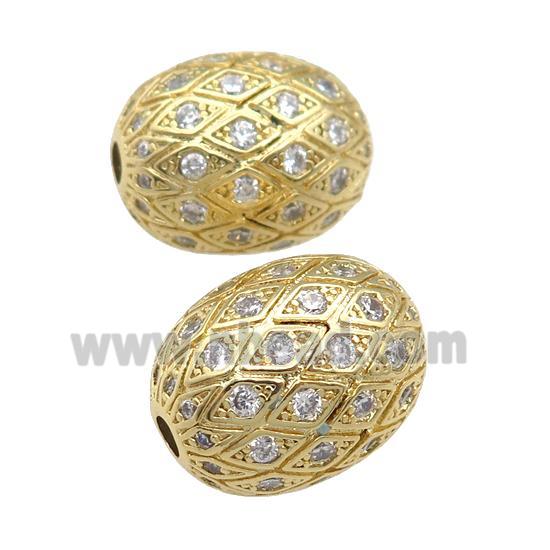 copper barrel Beads paved zircon, gold plated