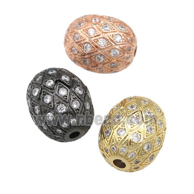 copper barrel spacer Beads paved zircon, mixed