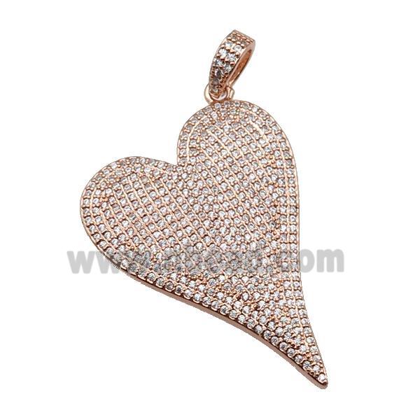 copper heart pendant pave zircon, rose gold