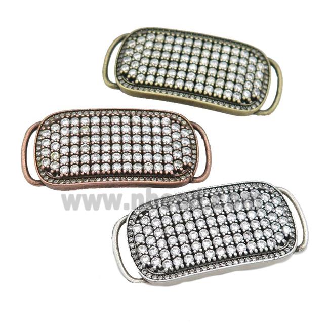 copper rectangle connector pave zircon, mixed