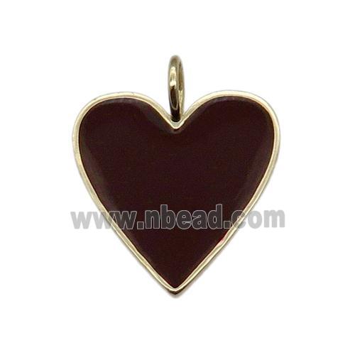 copper Heart pendant with darkred enamel, gold plated