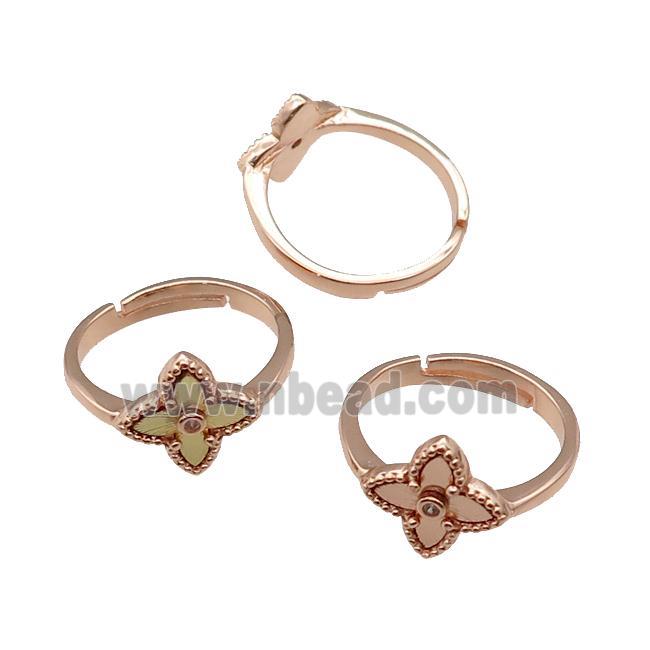 copper Star Ring, adjustable, rose gold, mixed