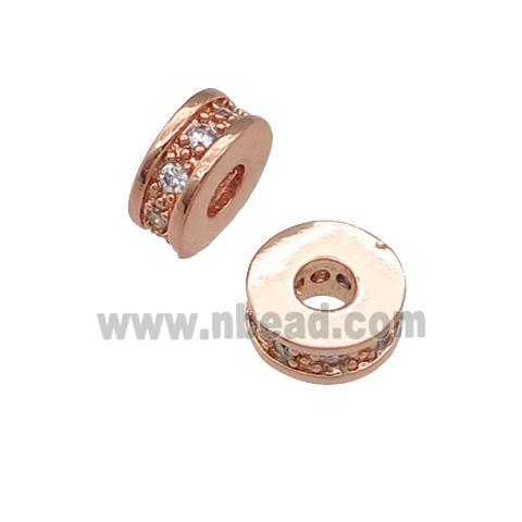 copper heishi beads pave zircon, rose gold