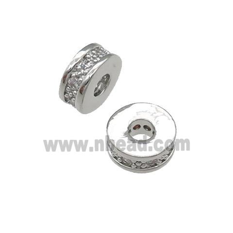 copper heishi beads pave zircon, platinum plated
