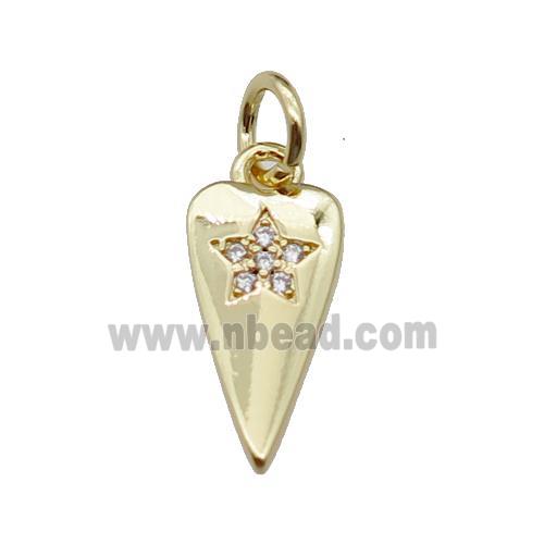 copper dart star pendant pave zircon, gold plated