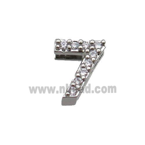copper Number-7 Beads pave zircon, platinum plated