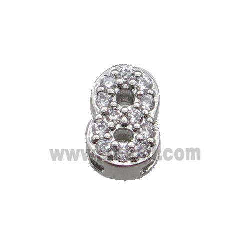 copper Number-8 Beads pave zircon, platinum plated