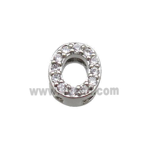 copper Number-0 Beads pave zircon, platinum plated