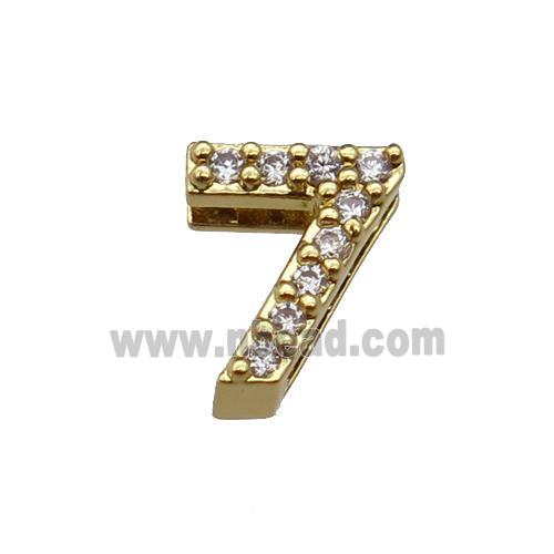 copper Number-7 Beads pave zircon, gold plated