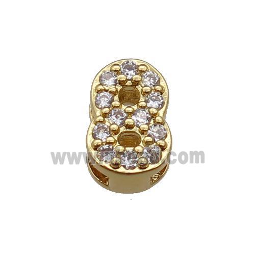copper Number-8 Beads pave zircon, gold plated