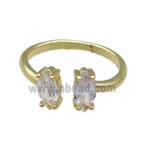 copper Ring pave zircon eye gold plated