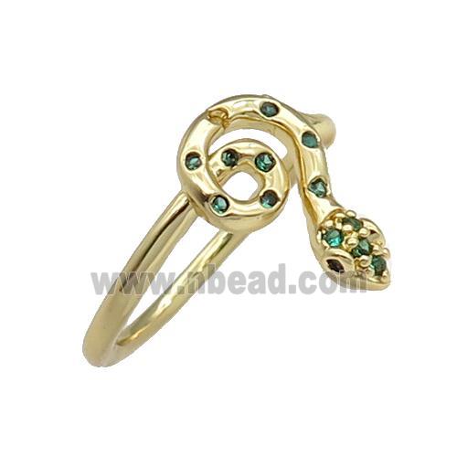 copper Snake Ring pave green zircon platinum plated