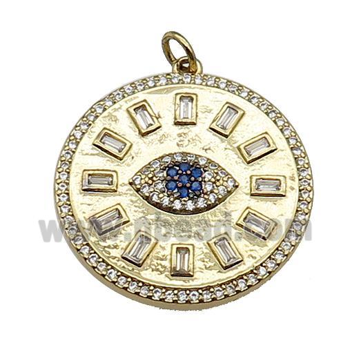 copper circle Eye pendant pave zircon gold plated