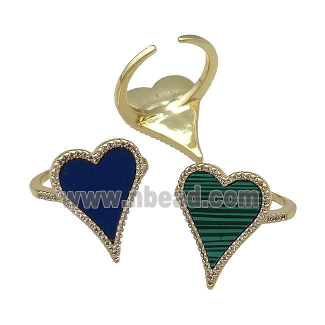 mix copper Ring pave heart gems gold plated