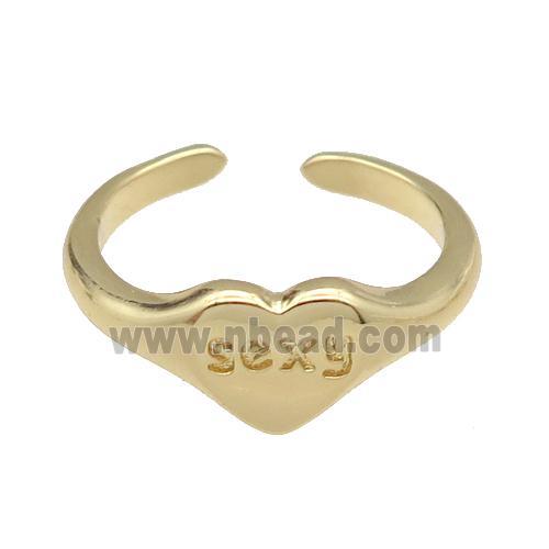 copper Ring Sexy Heart gold plated