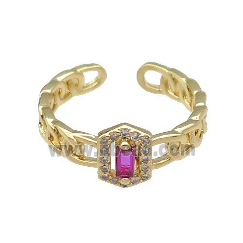 copper Ring pave hotpink zircon gold plated