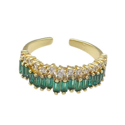 copper Ring pave green zircon gold plated