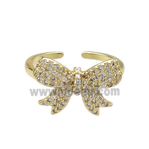 copper Butterfly Ring pave zircon gold plated