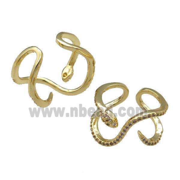 copper Ring pave zircon Snake gold plated