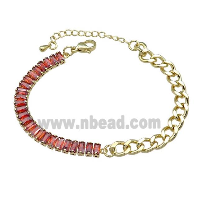 Copper Bracelet Pave Orange Zircon Gold Plated