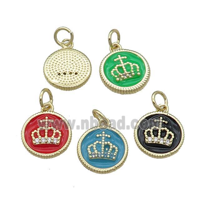 Mixed Copper Circle Crown Pendant Enamel Gold Plated
