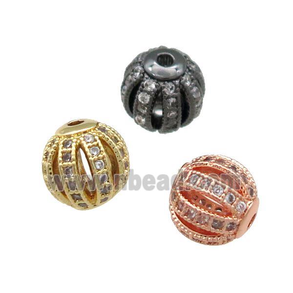 Copper Round Spacer Beads Pave Zircon Watermelon Mixed
