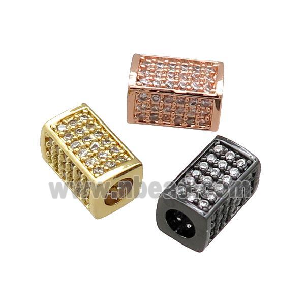 Copper Cuboid Beads Pave Zircon Large Hole Mixed