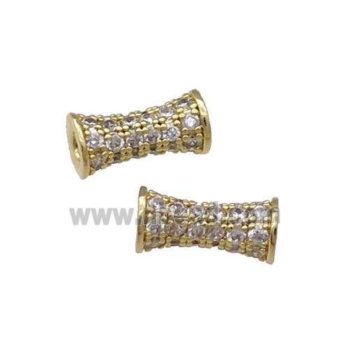 Copper Bamboo Beads Pave Zircon Gold Plated