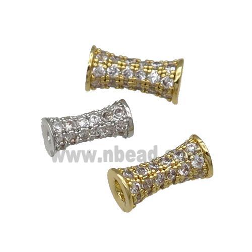 Copper Bamboo Beads Pave Zircon Mixed