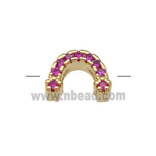Copper U-Beads Pave HotPink Zircon Gold Plated