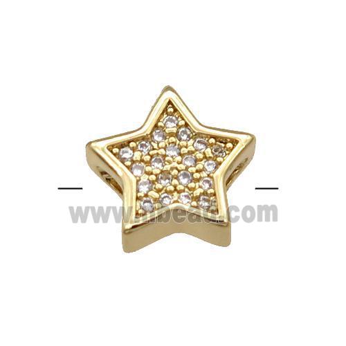 Copper Star Beads Pave Zircon Gold Plated