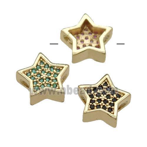 Copper Star Beads Pave Zircon Gold Plated Mix