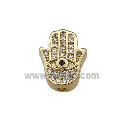 Copper Hamsahand Beads Pave Zircon Gold Plated