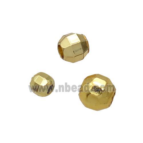 Copper Round Spacer Beads Faceted 18K Gold Plated