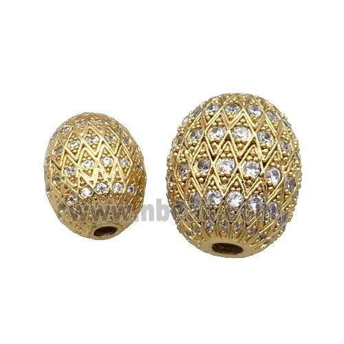 Copper Barrel Beads Pave Zircon Unfade 18K Gold Plated