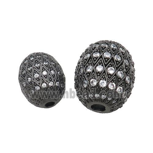 Copper Barrel Beads Pave Zircon Unfade Black Plated