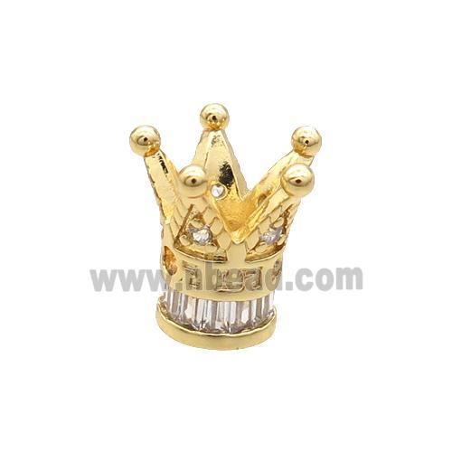 Copper Crown Beads Pave Zircon Unfade 18K Gold Plated