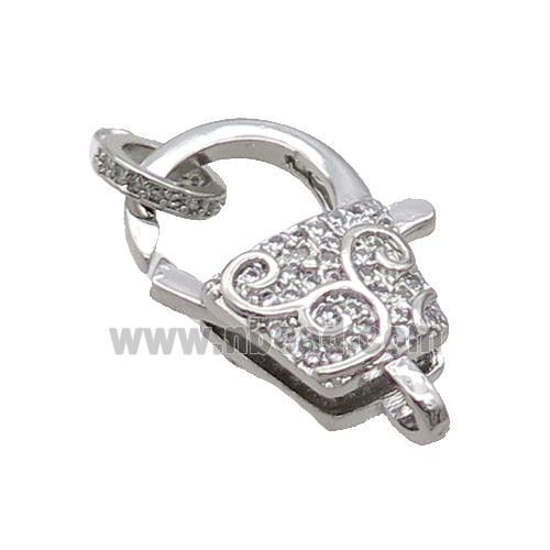 Copper Lobster Clasp Pave Zircon Unfade Platinum Plated