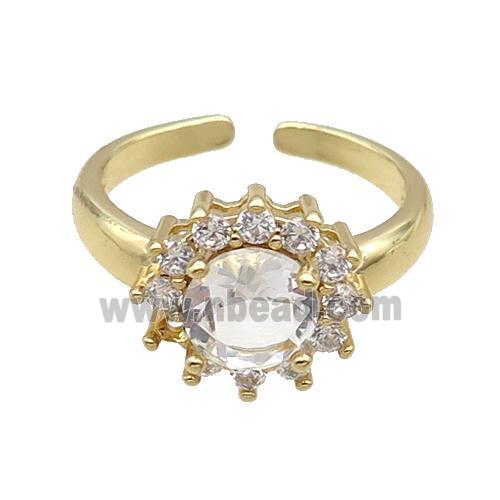 Copper Ring Pave Crystal Gold Plated