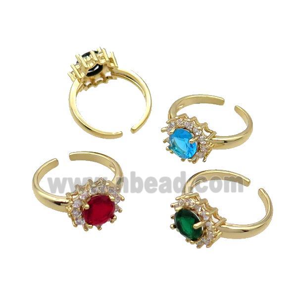 Copper Ring Pave Zircon Crystal Gold Plated Mixed