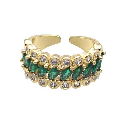 Copper Ring Pave Zircon Green Gold Plated