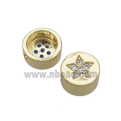 Copper Button Beads Pave Zircon Star Gold Plated
