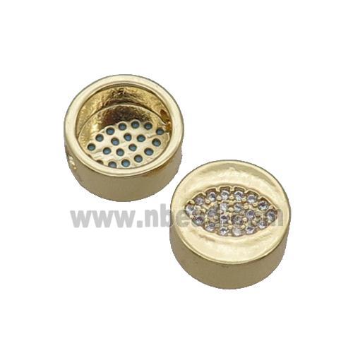 Copper Button Beads Pave Zircon Eye Gold Plated