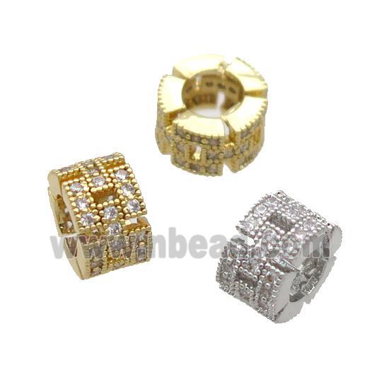 Copper Heishi Beads Pave Zircon Large Hole Mixed