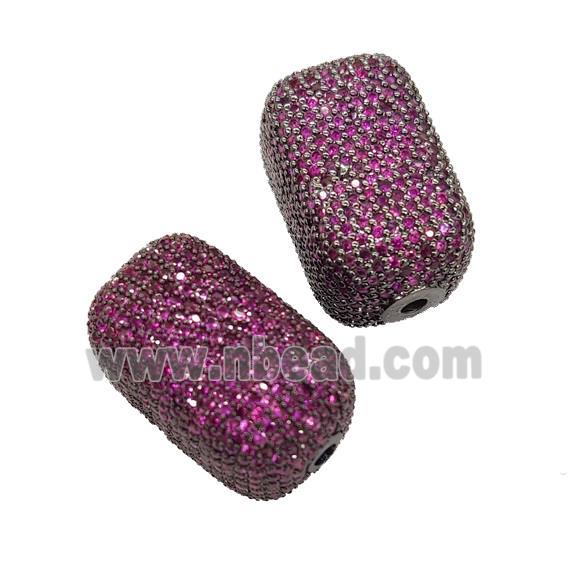 Copper Cuboid Beads Pave Hotpink Zircon Black Plated
