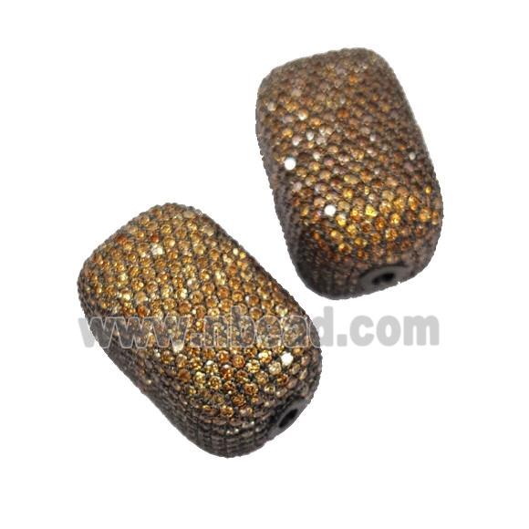 Copper Cuboid Beads Pave GoldChampagne Zircon Black Plated
