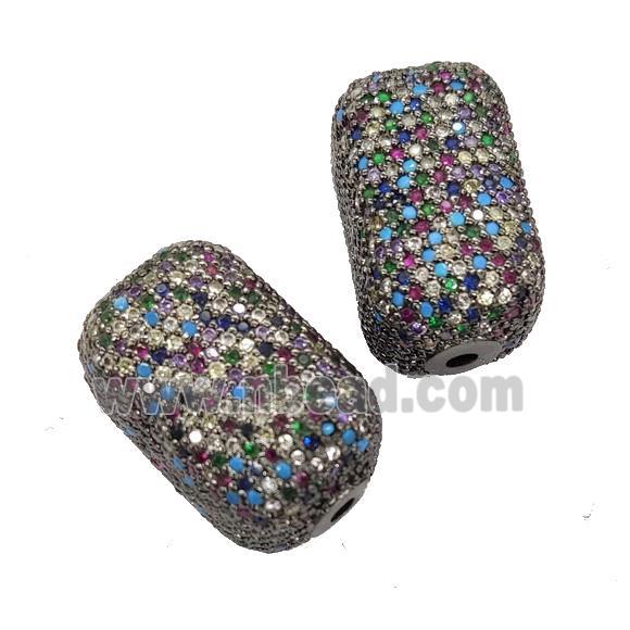 Copper Cuboid Beads Pave Mulitcolor Zircon Black Plated