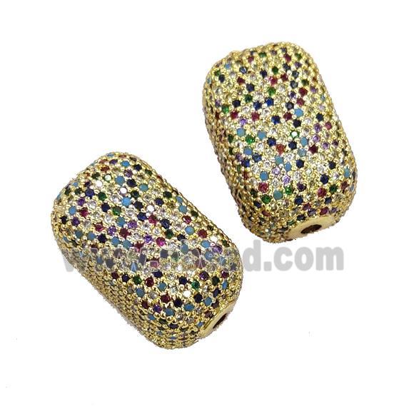 Copper Cuboid Beads Pave Multicolor Zircon Gold Plated