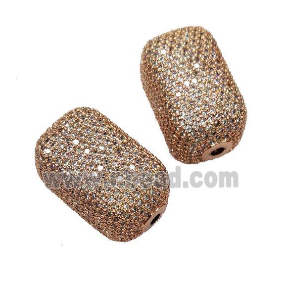 Copper Cuboid Beads Pave Zircon Rose Gold