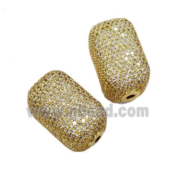 Copper Cuboid Beads Pave Zircon Gold Plated